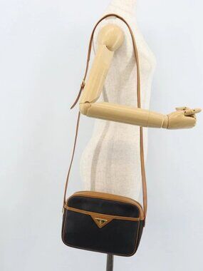 SAINT LAURENT Shoulder Bag PVC Navy Gold Auth am10861V